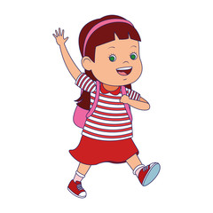 cartoon little girl waving icon