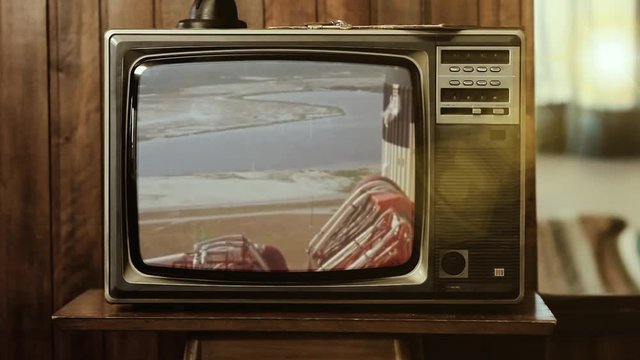 Historic launch of Apollo 11 on an Old Retro Television. Elements of this video furnished by NASA.