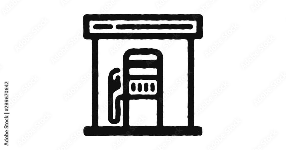 Poster gas station outline icon animation footage/video. hand drawn like symbol animated with motion graphi