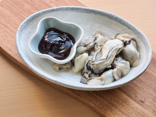 Fresh seafood oysters and oyster sauce
