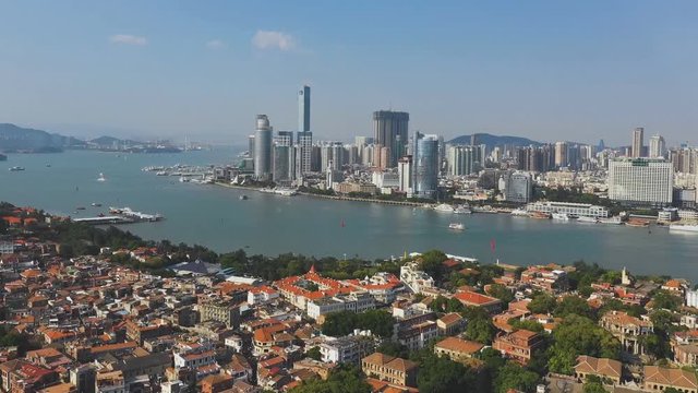 aerial view of xiamen scenery from gulangyu island , China