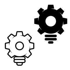 Creative bulb shaped gears icon vector in modern flat style for we
