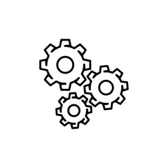 Silhouette mechanical gears icon vector in modern flat outline style for web