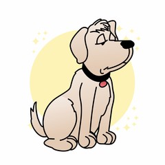 Tired Dog Icons, Cute Cartoon Characters, Flat Design