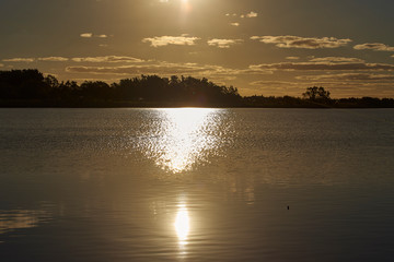 sunset down over a view of the lagoon