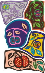 Abstract nature themed colorful hi-contrast illustration. Isolated on white