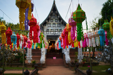 Buddhist Temple lanterns in Chiang Mai, Thailand