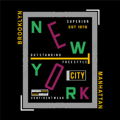 brooklyn,manhattan graphic typography t shirt, vector illustration modern printed