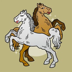 Obraz na płótnie Canvas Mighty Horse Icons, Cute Cartoon Characters, Flat Design