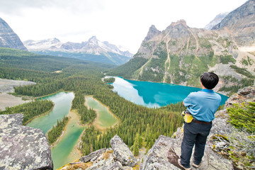 Naklejka premium Hiking at Lake O’Hara area in Yoho national park