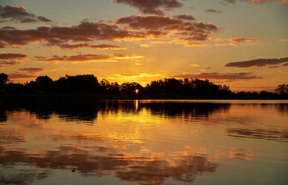 sunset over the lagoon with beautiful colors