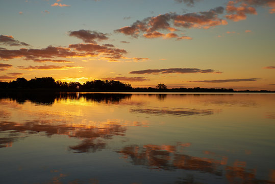 sunset over the lagoon with beautiful colors