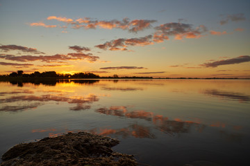 sunset over the lagoon with beautiful colors