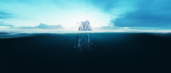 Iceberg underwater in the ocean