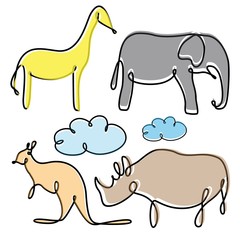 Best creative colorful illustration set animal