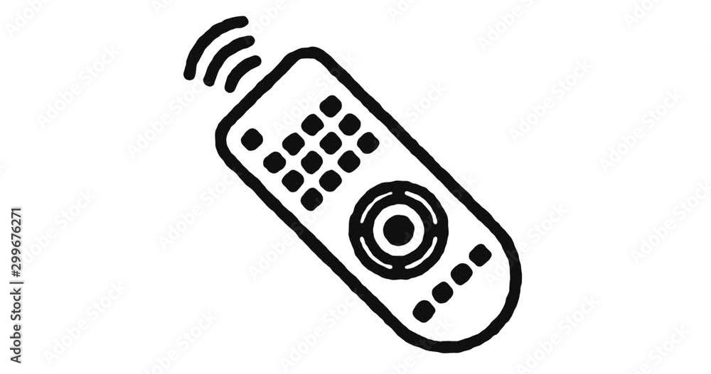 Poster tv remote outline icon animation footage/video. hand drawn like symbol animated with motion graphic,