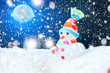 Naklejka na ściany i meble Snow Man full moon snowflakes background. The elements of this image furnished by NASA