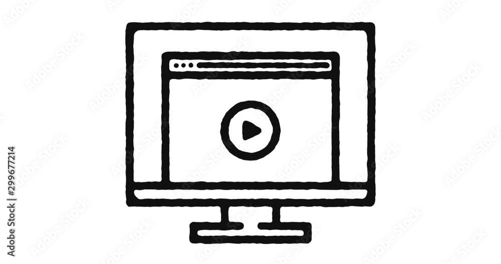 Poster video player outline icon animation footage/video. hand drawn like symbol animated with motion graph