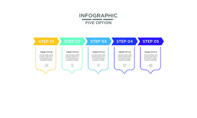	 Five Options infographic step chart workflow  element Plan Slide Template