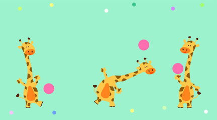 A fun and sporty giraffe plays ball. Giraffe leads a healthy lifestyle. Illustration.