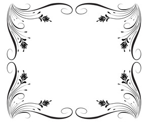 Decorative vintage frame with floral ornament in retro style isolated on white