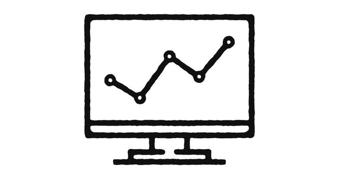 Web analytics outline icon animation footage/video. Hand drawn like symbol animated with motion graphic, can be used as loop item, has alpha channel and it's at 4K video resolution.