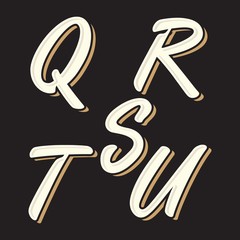 Set vintage old style letter Q R S T U icon