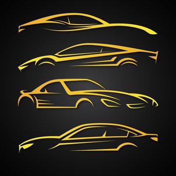 Creative set vector image for business of modern car emblems