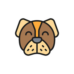 Vector dog, pet, animal flat color icon.