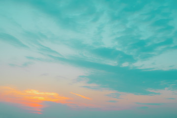 sunset with horizon abstract bright blue sky and white cloud background