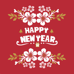 Template for greeting card happy new year, with decorative element of white wreath frame. Vector