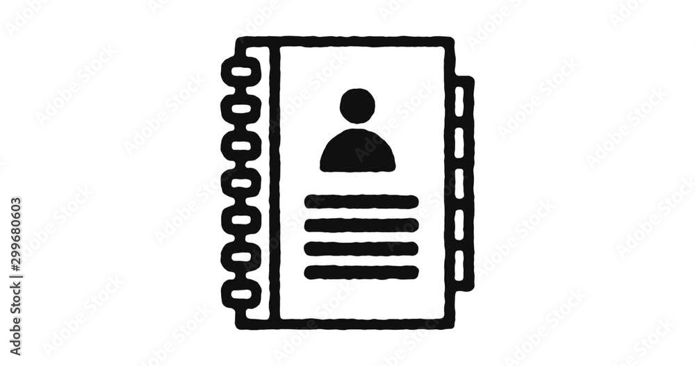 Poster address book outline icon animation footage/video. hand drawn like symbol animated with motion graph