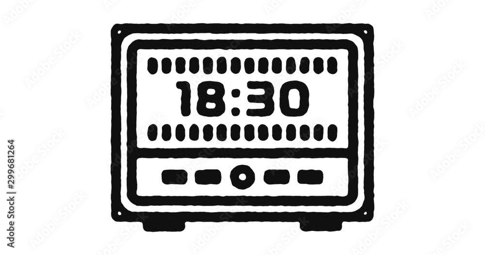Poster alarm clock outline icon animation footage/video. hand drawn like symbol animated with motion graphi