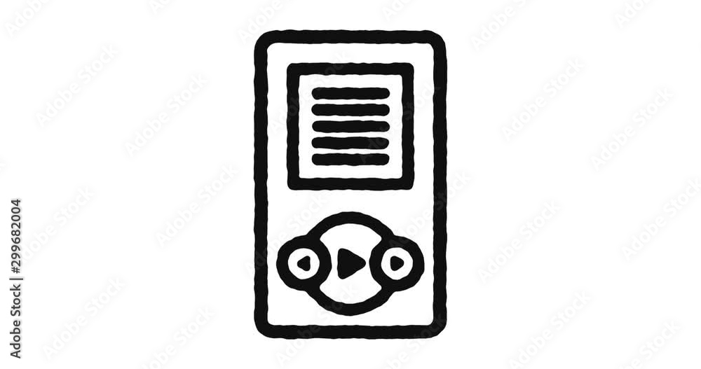 Poster music player outline icon animation footage/video. hand drawn like symbol animated with motion graph