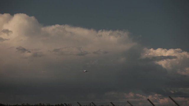 Airplane landing at Oslo international Airport - Norway