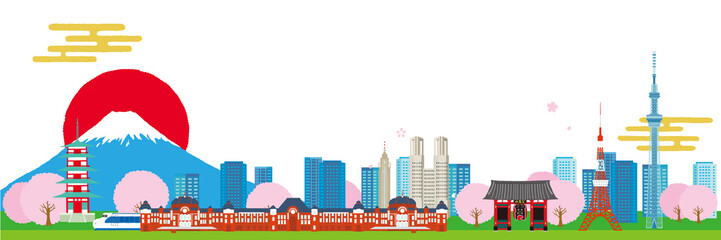 日本イメージ 街並イラスト