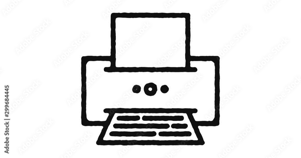 Poster printer outline icon animation footage/video. hand drawn like symbol animated with motion graphic, c