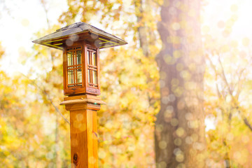 wooden lamp in forest