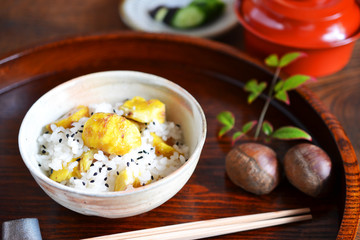秋の味覚、栗ご飯