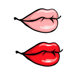  Doodle sketch of puffy and beautiful lips. 