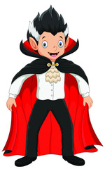 Halloween Holiday. Boy dressed up as a vampire at Halloween