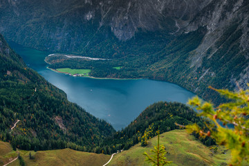 Alpine landscape and a mountain lake