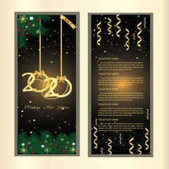 Fototapeta na wymiar Happy New Year 2020 - New Year Shining background with gold 2020 and glitter. vector happy new year 2020 sale gold and black colors place for text