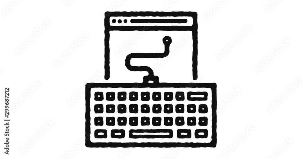 Poster author outline icon animation footage/video. hand drawn like symbol animated with motion graphic, ca