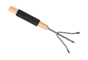 a black rake steel isolated on white background.