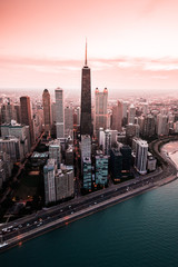 Aerial chicago view - obrazy, fototapety, plakaty