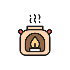 Aroma lamp, gas burner flat color icon.