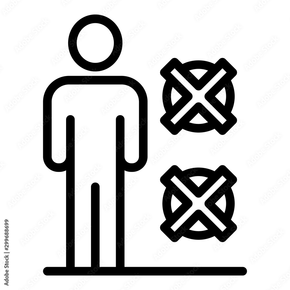 Poster man no restriction icon. outline man no restriction vector icon for web design isolated on white bac