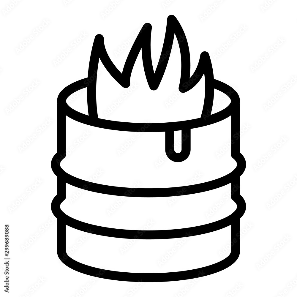 Poster fire in barrel icon. outline fire in barrel vector icon for web design isolated on white background