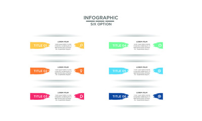 Six 6 Options brush stroke infographic step chart workflow  element Plan Slide Template